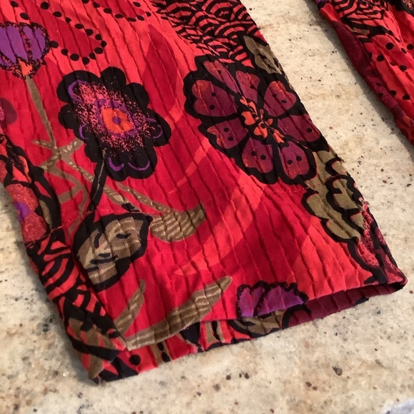 Chicos Floral Long Sleeve Silk Button-Up Shirt Medium Chico’s Design - Picture 6 of 10